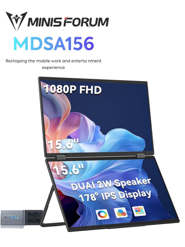 Monitor Minisforum MDSA156 แสดงผล dual-screen portable15.6" IPS s (178° view) Built-in dual speakers