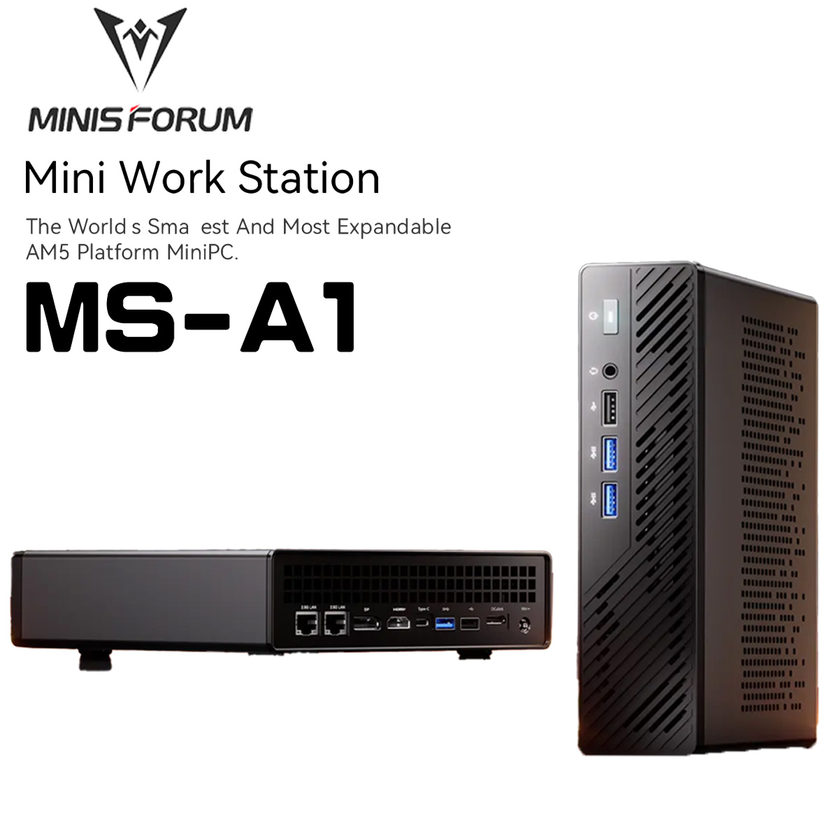 คอมพิวเตอร์แบบ PC Minisforum MS-A1 Mini Workstation Supports AMD AM5 9950X /9900X /8700G/7950X/7900X