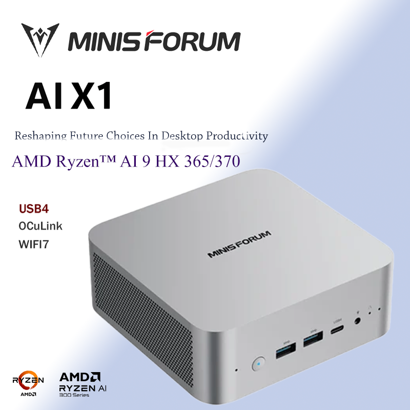 คอมพิวเตอร์ขนาดเล็ก mini PC Minisforum AI X1 AMD Ryzen™ AI 9 365 / 370   Innovation OCuLink Choices in Desktop Productivity