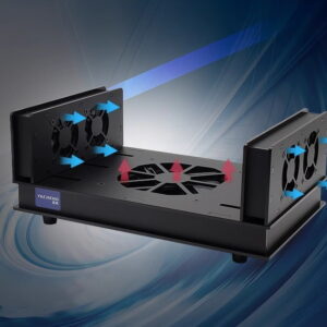 แท่นระบายความร้อน สำหรับ mini PC, NUC Heat sink Cooling platform 5 fan  USB Power Adjustable design
