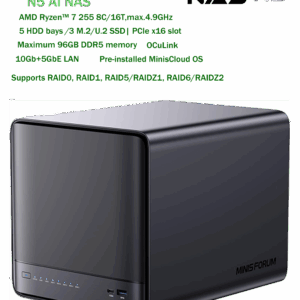 NAS Host Mini PC Minisforum N5 AI with AMD Ryzen™ 7 255 Supports RAID Your All-in-One Smart Platform