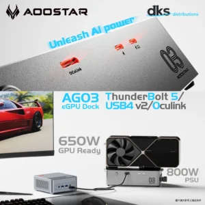 อุปกรณ์ต่อการ์ดจอแยก aoostar ag03 egpu dock oculink dual usb5 (thunderbolt 5) port built in 800w us plug